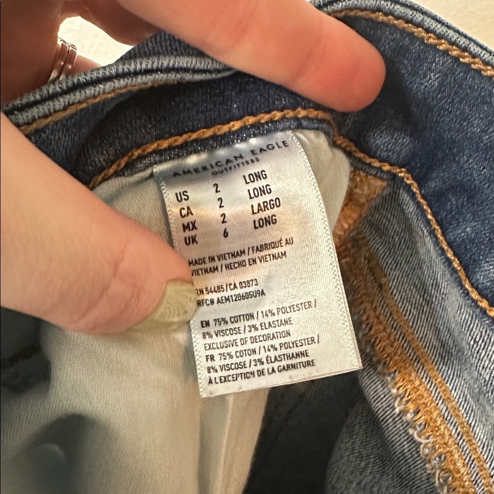 American Eagle Outfitters Blue Denim Skinny Jean Womens 2 Long - Picture 4 of 5